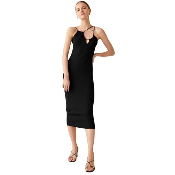 & Other Stories Dresses & Skirts - & Other Stories Asymmetrical Neckline Midi Tank Column Dress Sleek Minimalist